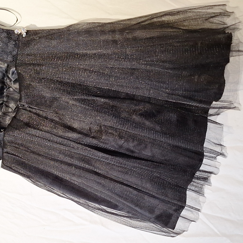 Prom Formal Mini Dress, Black w. Sparkles, Beaded, Embroidered sz 7 Junior, NWT - Picture 10 of 16